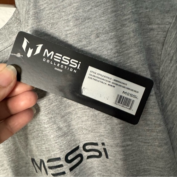 Messi authentic logo number 10 soccer player gray Tshirt size M NWT - Picture 4 of 10